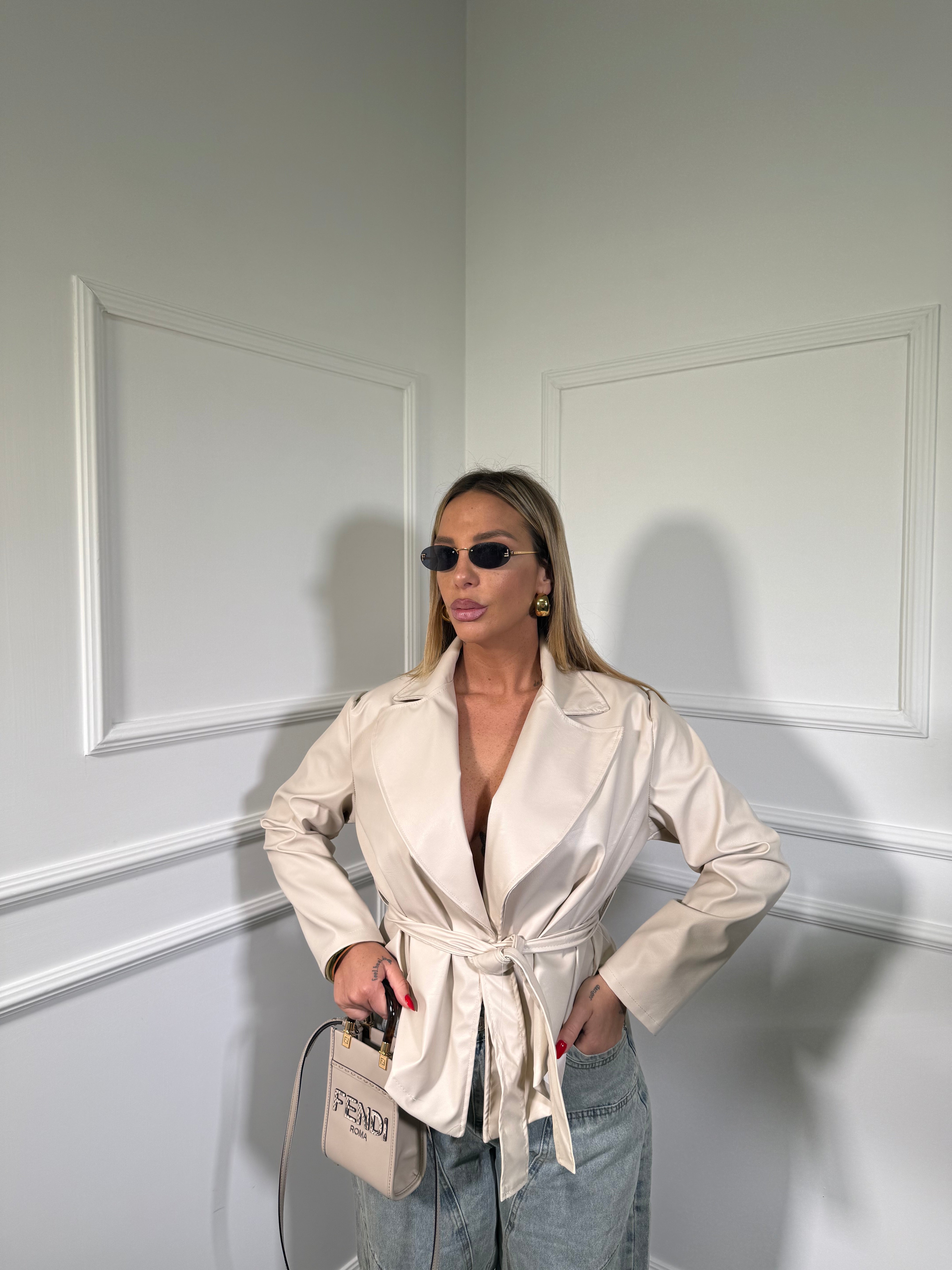 Giacca ecopelle avvitata con spalline Jamilia (vari colori) 9940