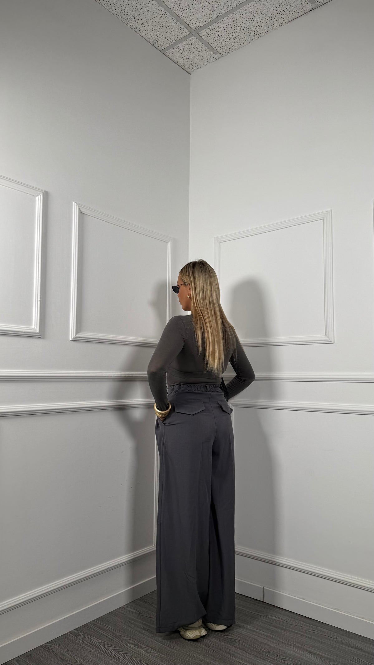Pantaloni palazzo Office grigio 6271