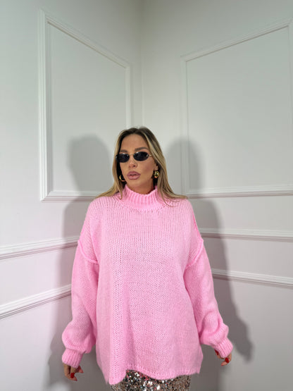 Maxipullover lana cotta Becky rosa barbie 31150