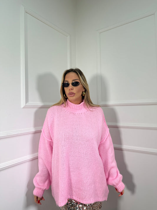 Maxipullover lana cotta Becky rosa barbie 31150