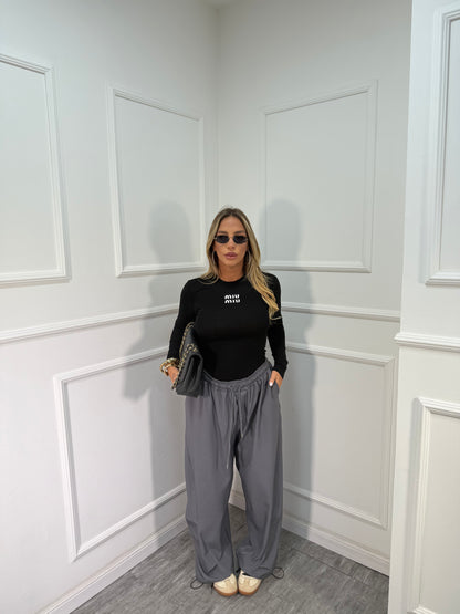 Pantaloni balloon con coulisse Curvy 66302 grigio