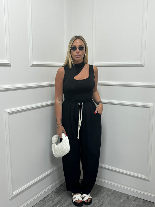 Pantalone helena balloon in nero mar6382