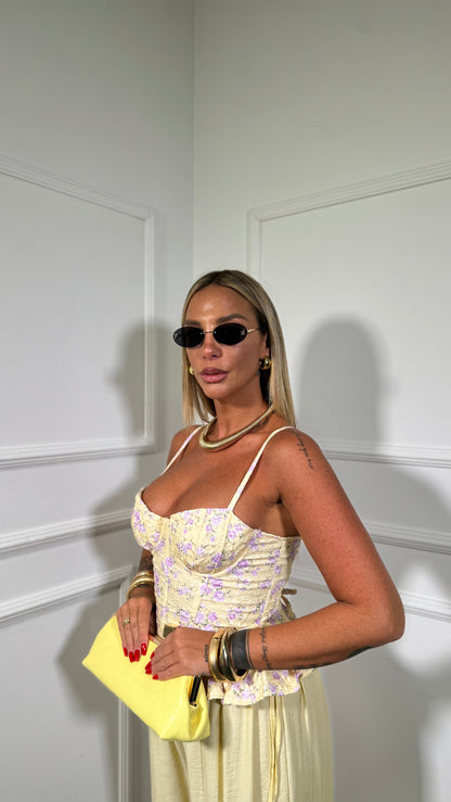 Bustier micro fiori steccato Silena giallo 71027