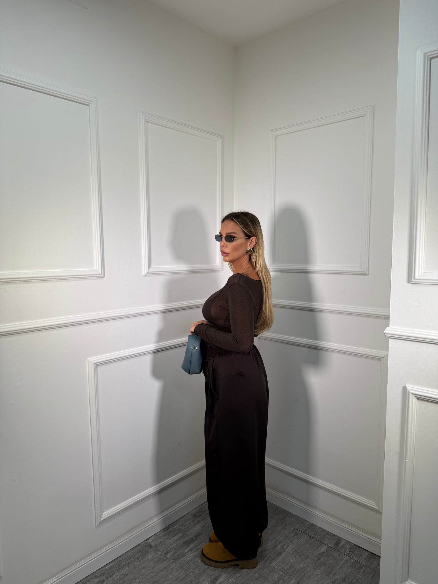 Pantaloni baggy balloon cioccolato m16085