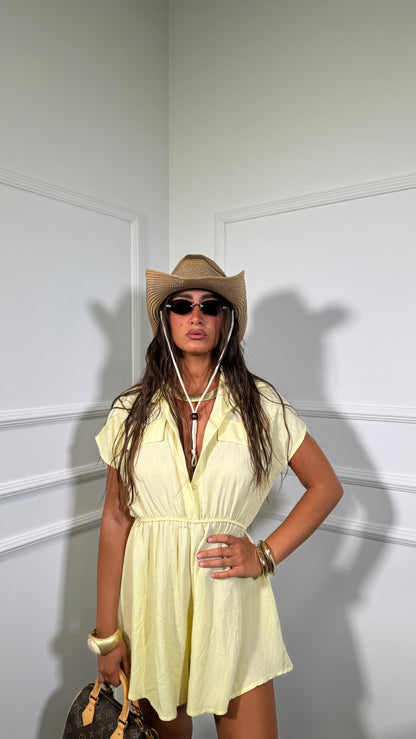 Jumpsuit misto lino Kanatè giallo pastello 66922
