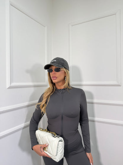 Coordinato in lycra contenitiva Nelly grigio scuro bzm207