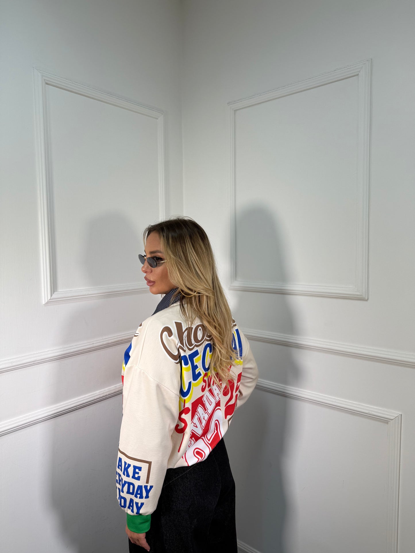 Felpa oversize Chocolate panna m6023