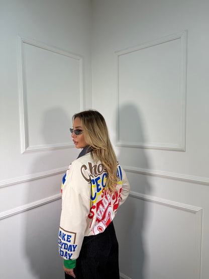 Felpa oversize Chocolate panna m6023