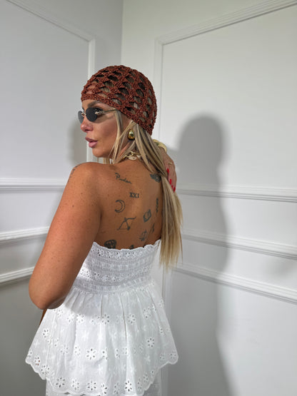 Coordinato a fascia in pizzo san gallo (curvy) bianco 006394