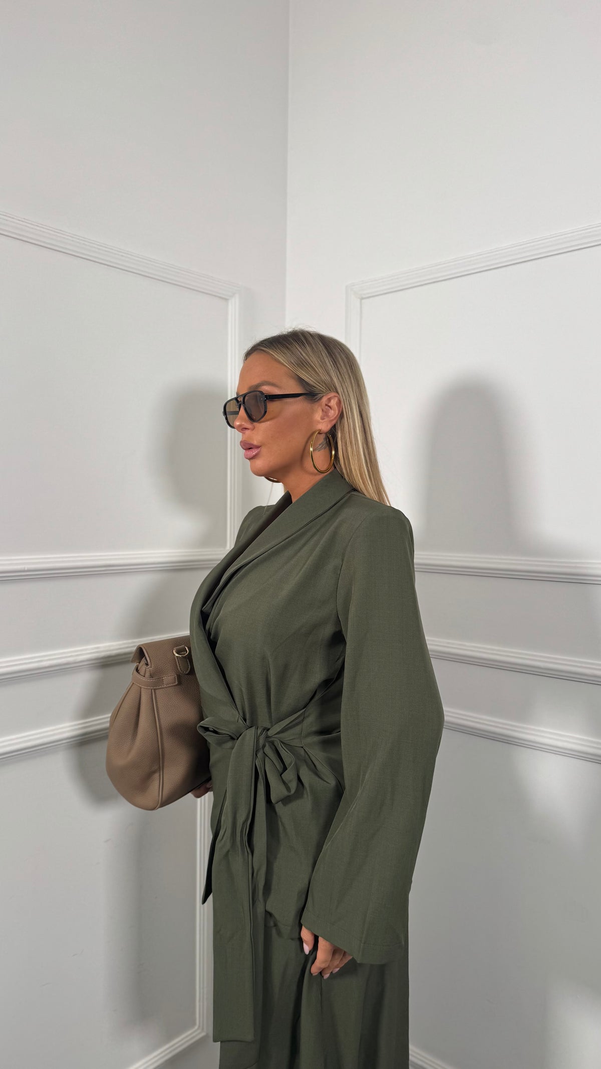 Tailleur con giacca a portafoglio Woman verde militare 7162