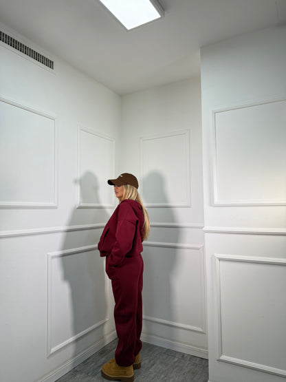 Coordinato tuta in pile Walking bordeaux 22656