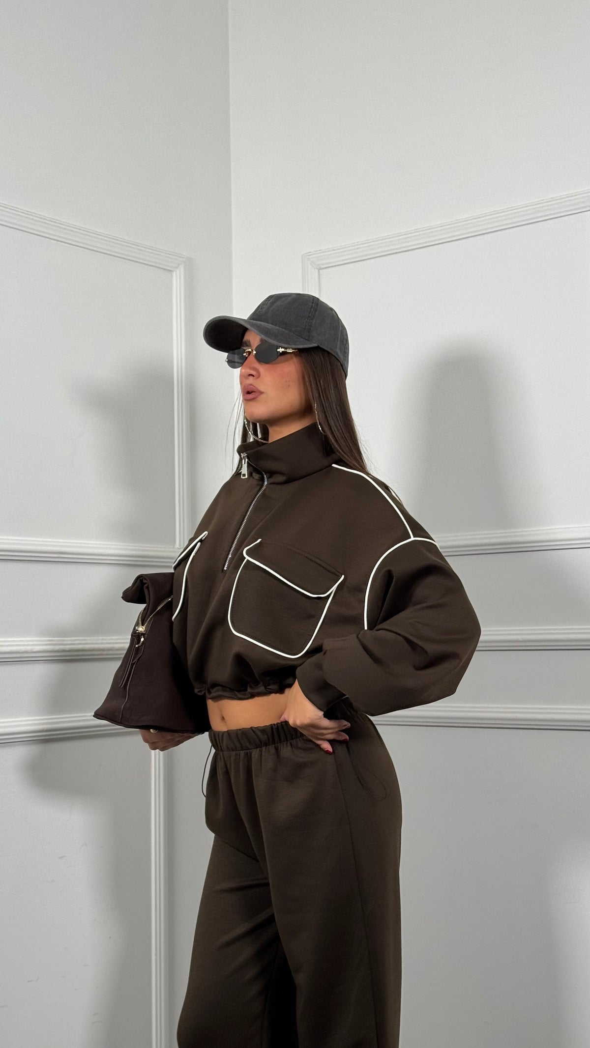 Coordinato tuta con tasconi Sandy cioccolato 39161