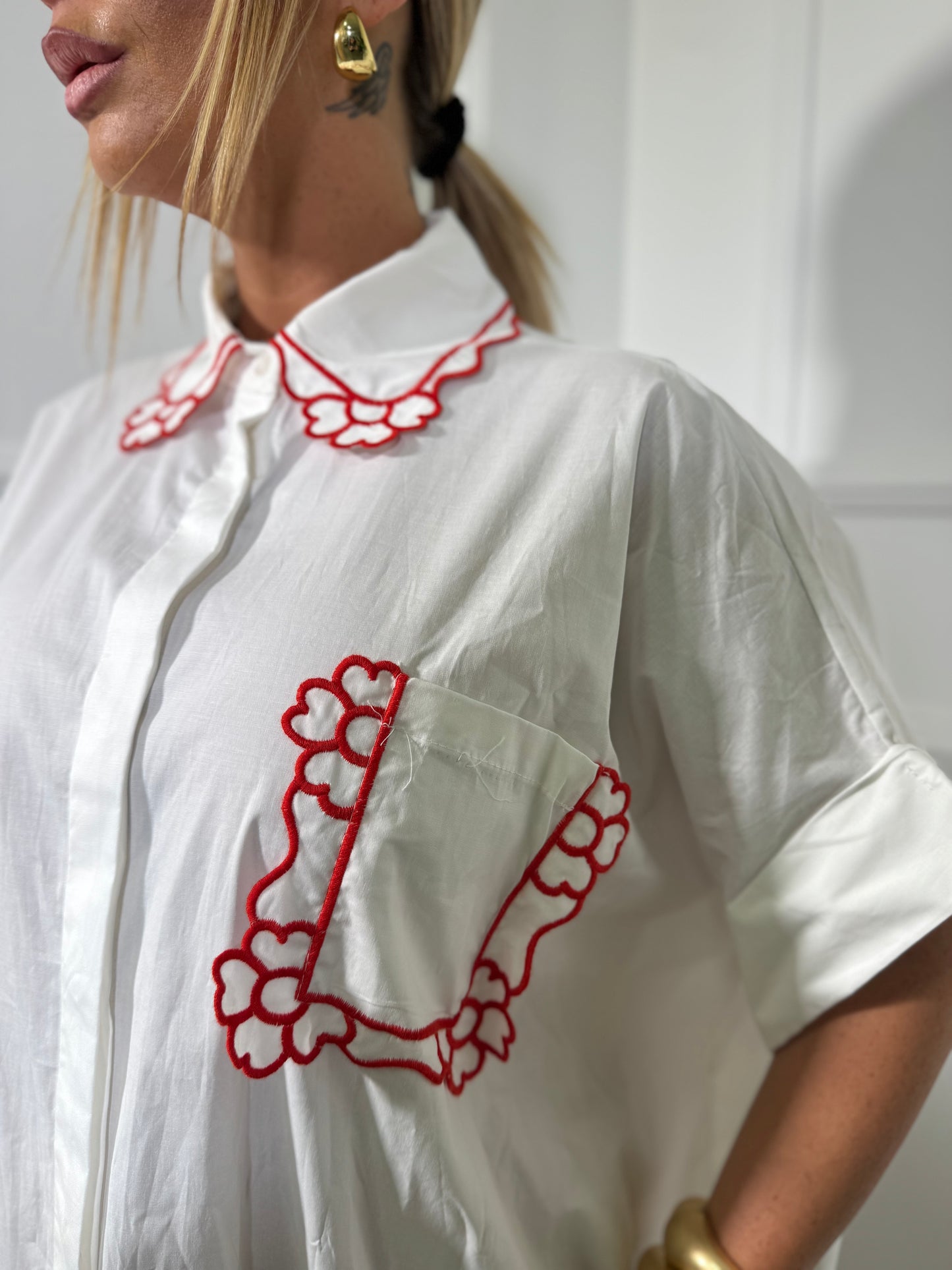 Camicione midi oversize (curvy) Funny bianco