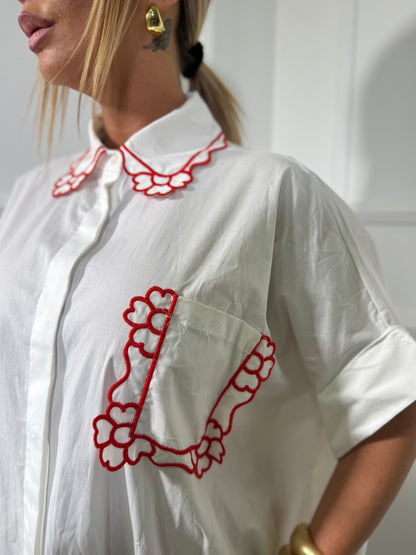 Camicione midi oversize (curvy) Funny bianco