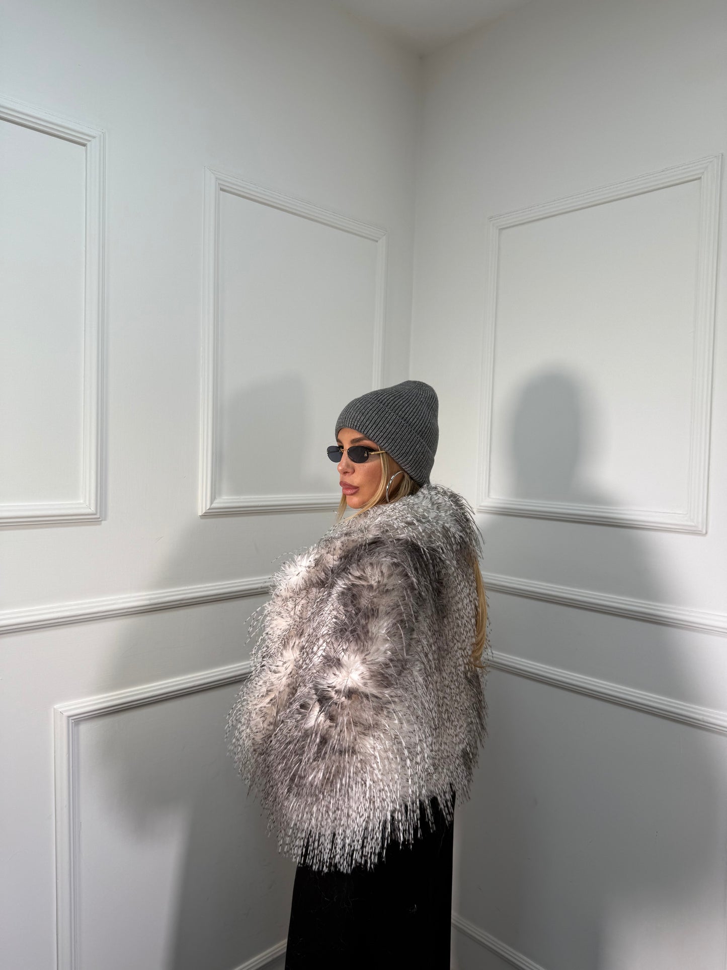 Ecofur effetto piumato Neve bianca/grigia mfy2523