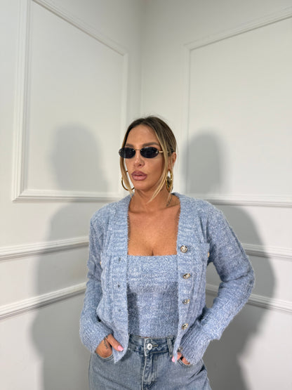 Twin-set in misto lana Lily azzurro wz134