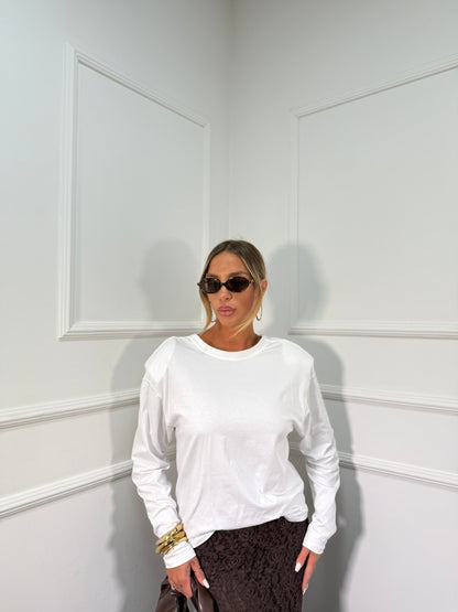 Shirt con spalline scollo sul retro bianca m30375