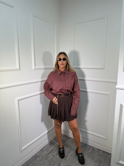 Pantagonna con pieghe e cintura Gossip cacao 68101