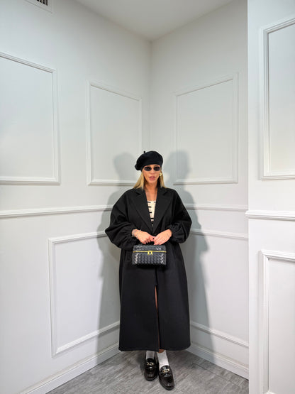 Maxi coat Favola nero 22301