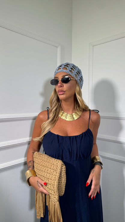 Abito midi misto lino (curvy) Ariel blu 333