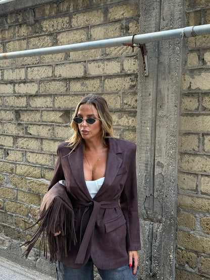 Blazer eco camoscio con fusciacca Suede cioccolato m11137