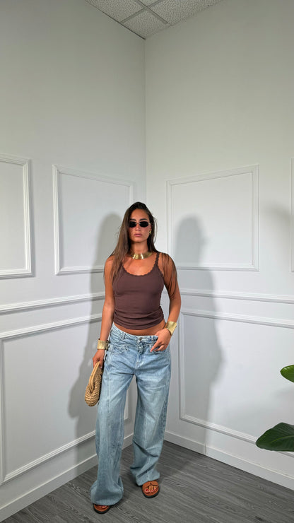 Jeans palazzo lavaggio sabbiato Brittany a2046