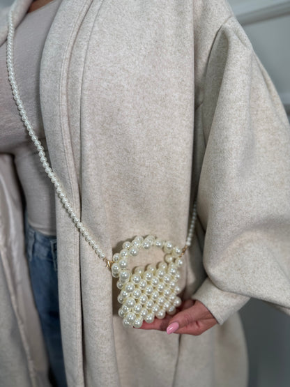 Micro bag con perle avorio