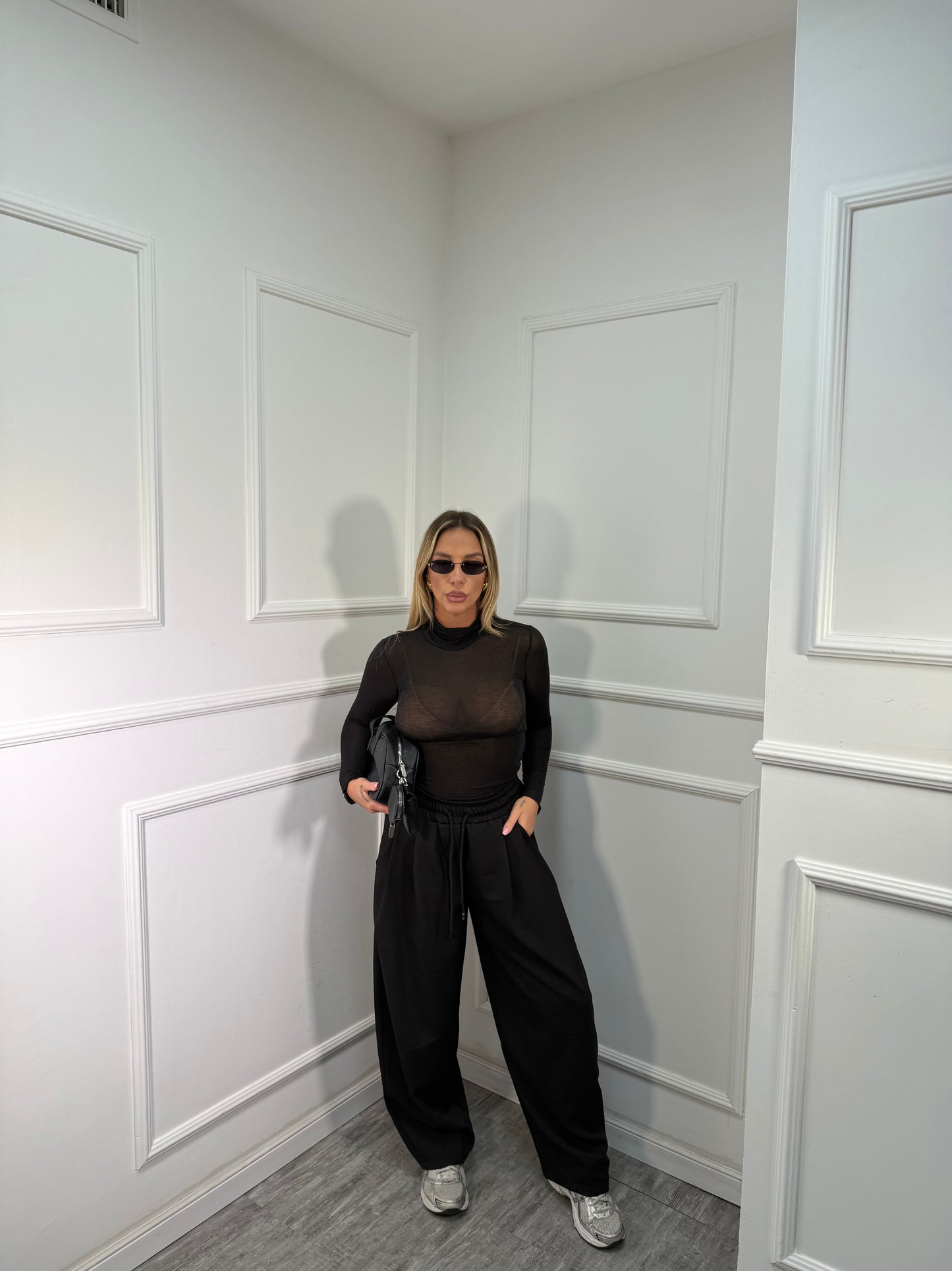 Pantaloni baggy balloon nero m16085