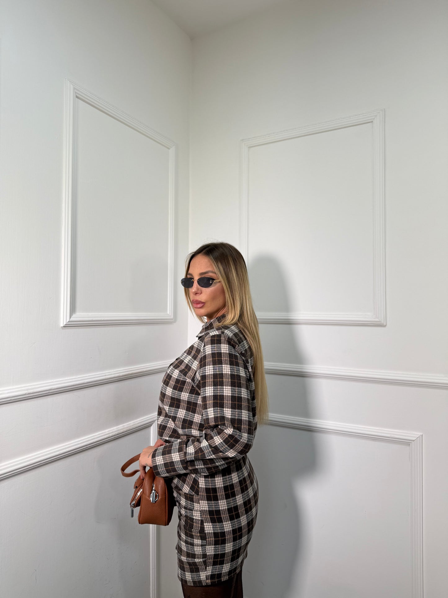 Coordinato in flanella a quadri Telma cacao 6820