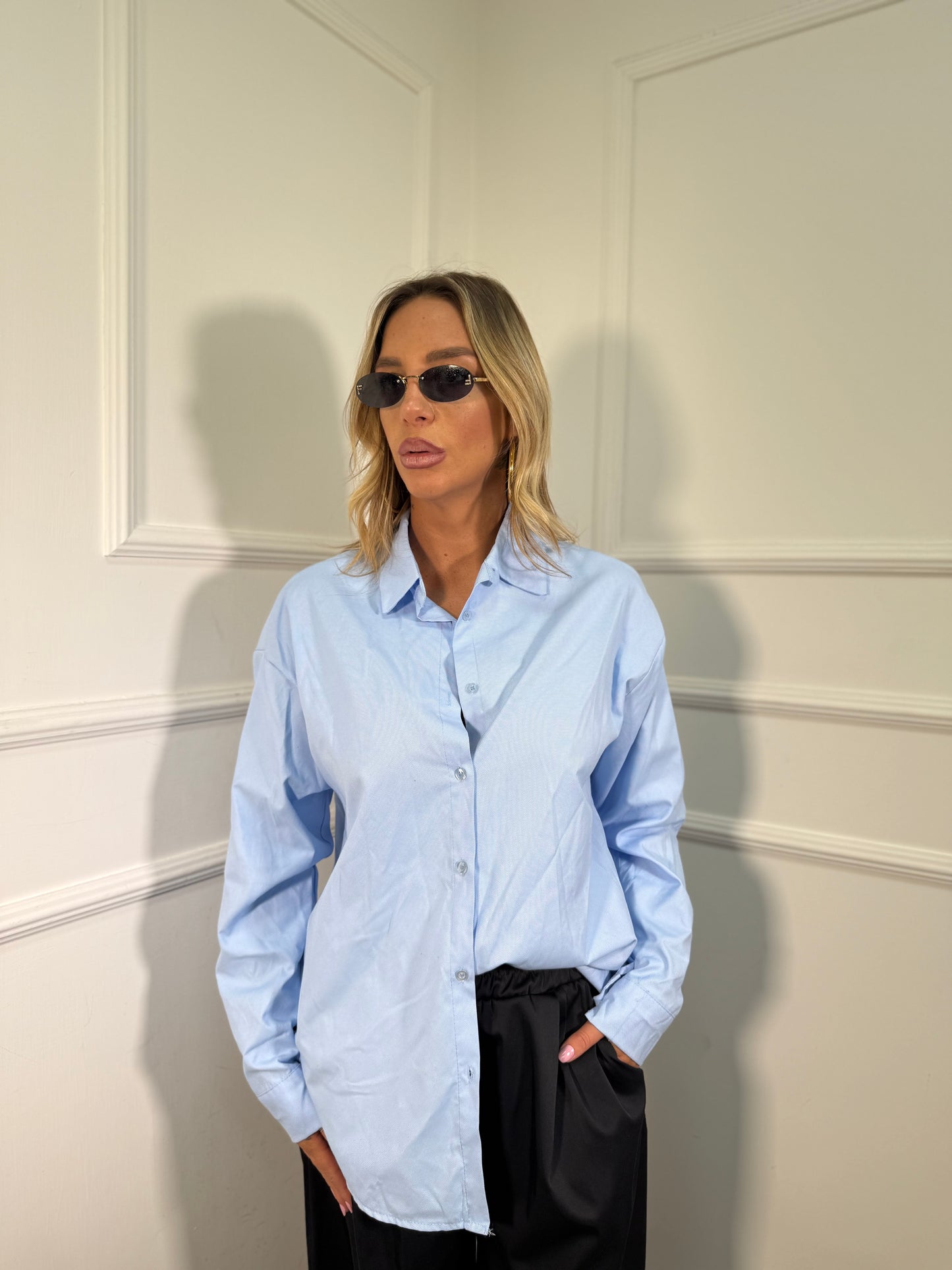 Camicia oversize Mai più senza celeste in102927 premium quality