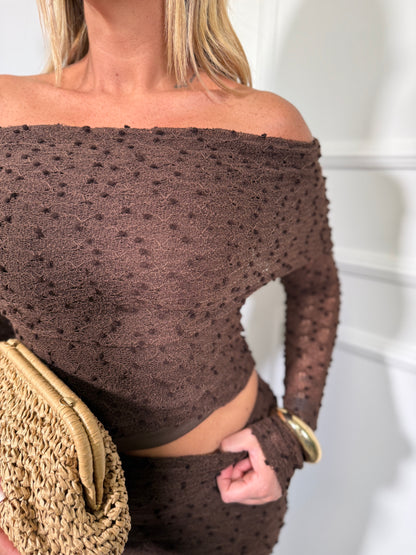 Coordinato in filo micro pois Nina cioccolato 23471