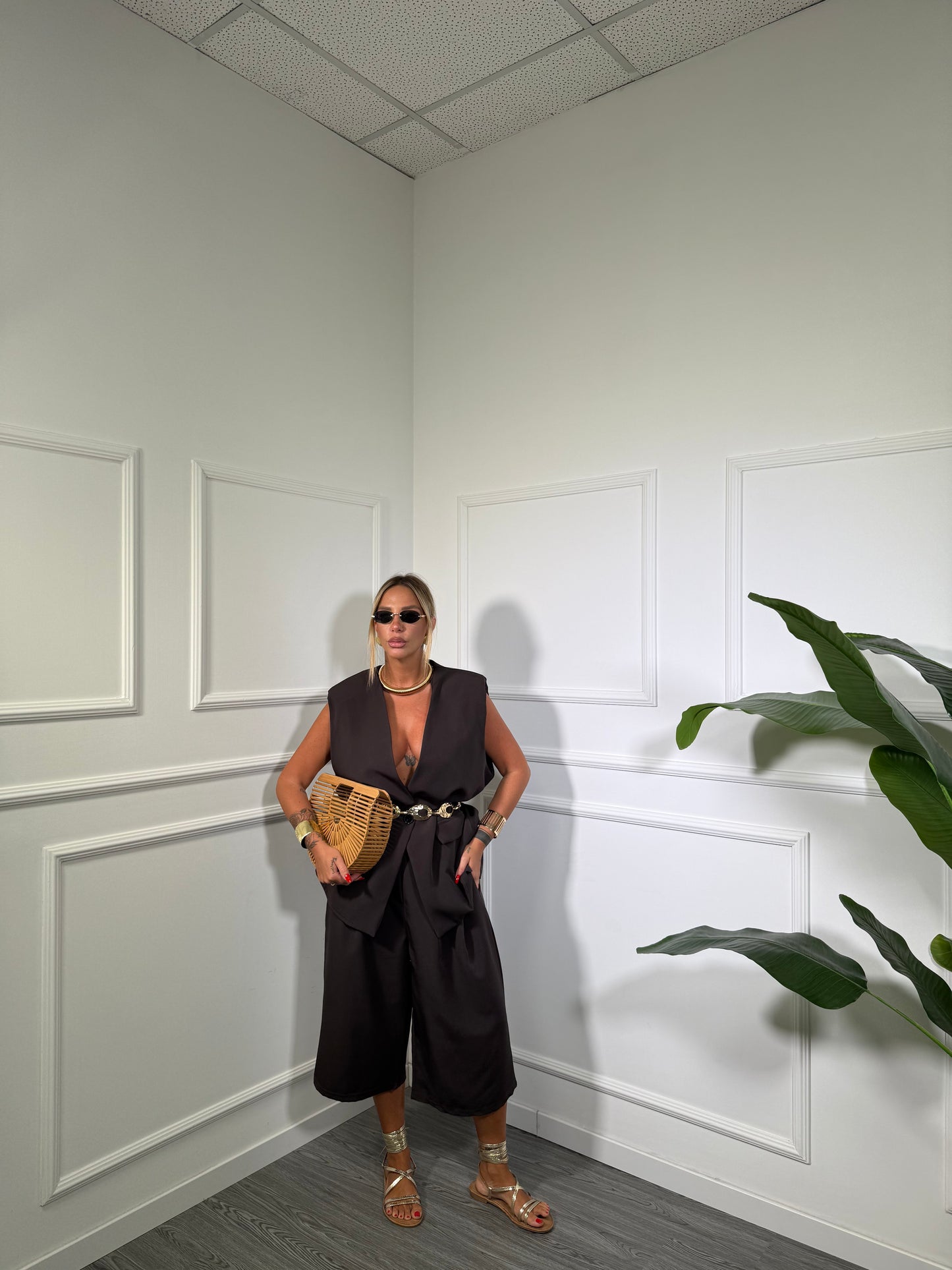 Tailleur con bermuda (curvy) Karol cioccolato 10055