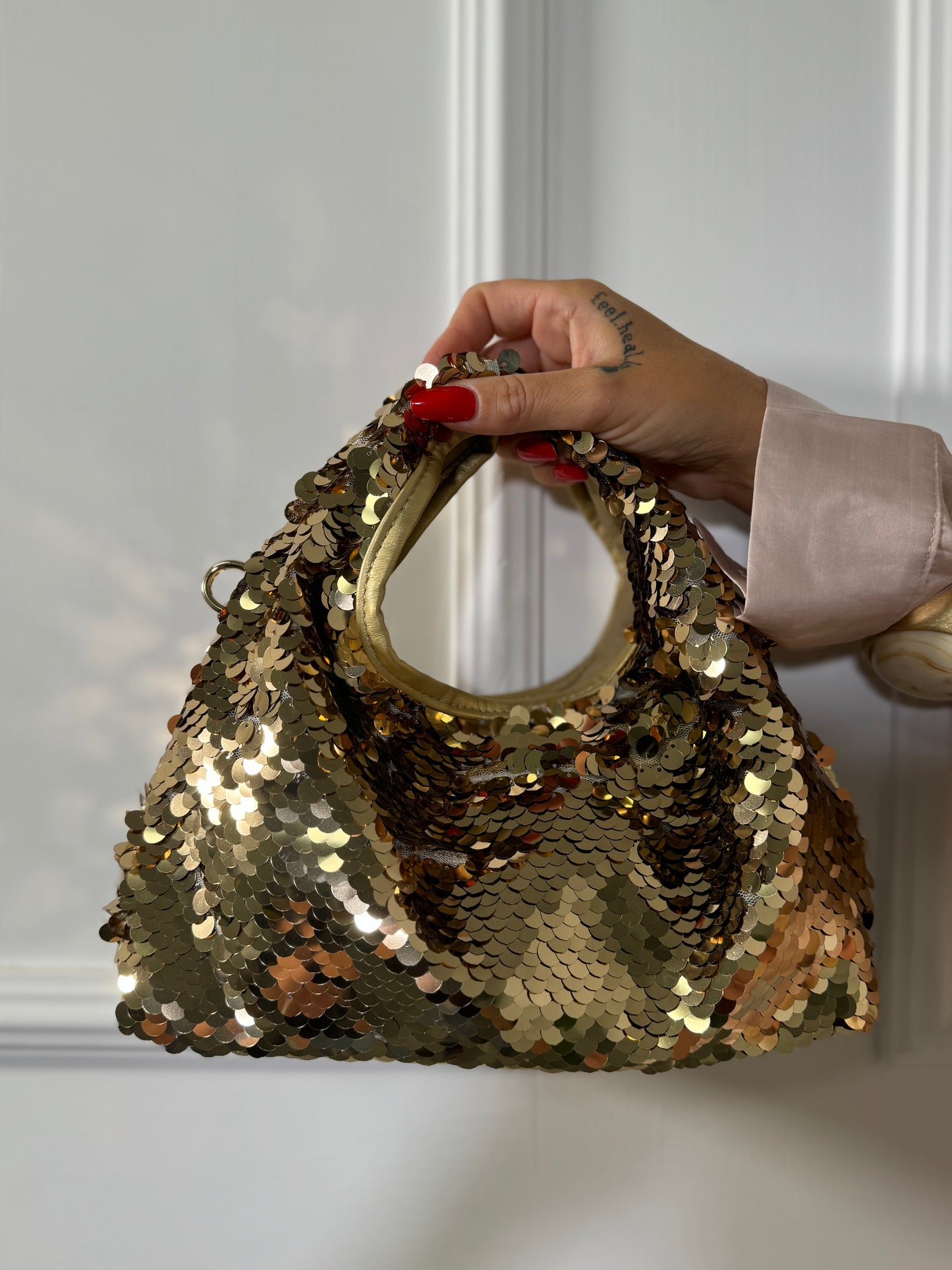 Borsa micro paillettes oro