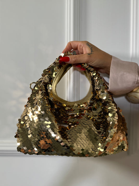 Borsa micro paillettes oro