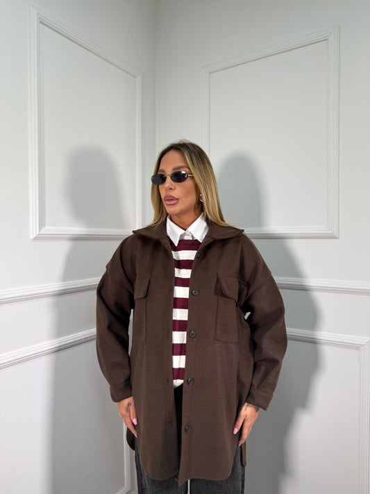 Giacca oversize in panno Brownies cioccolato 13388