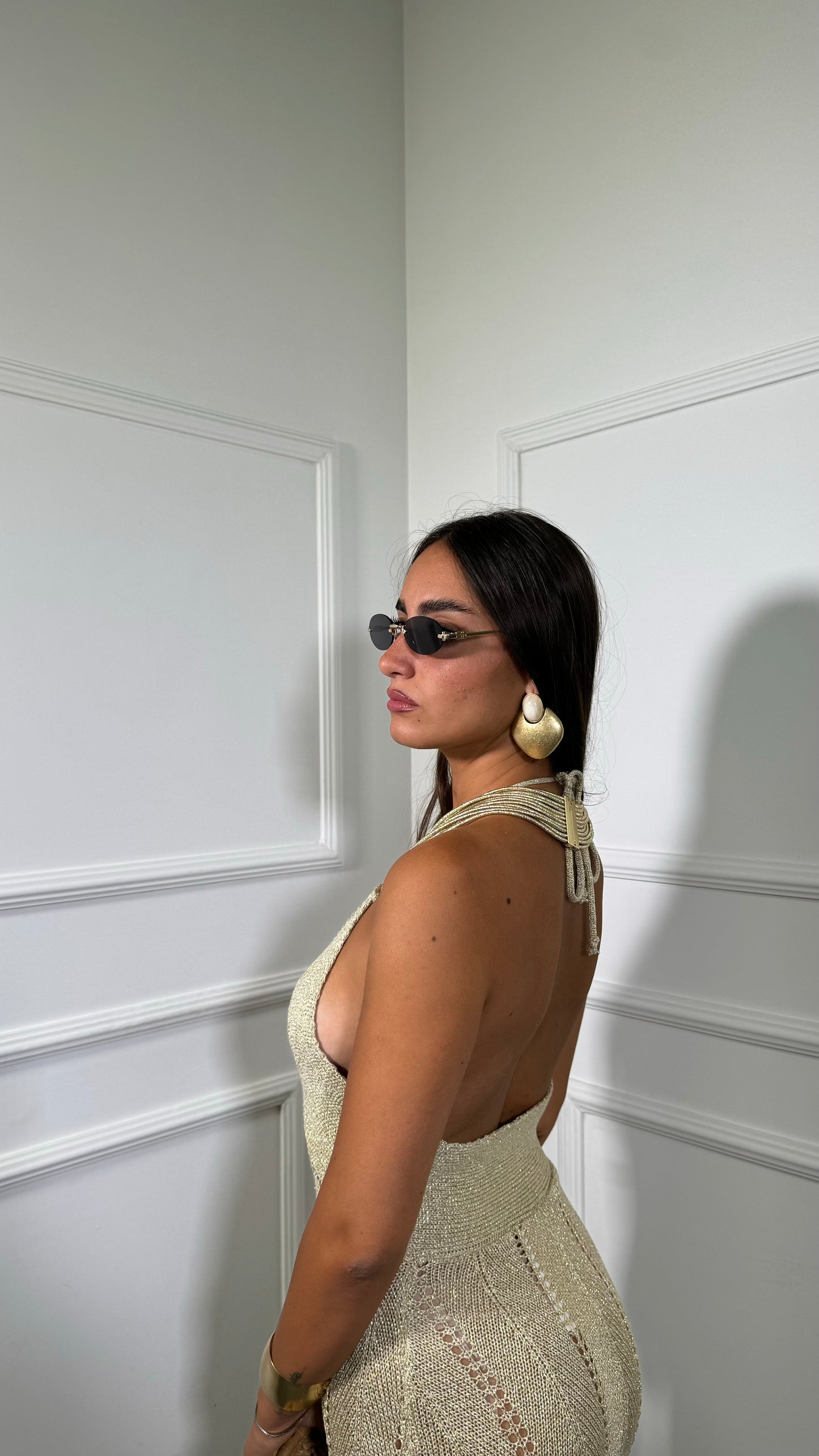 Abito midi in filo lurex Chiringhito oro
