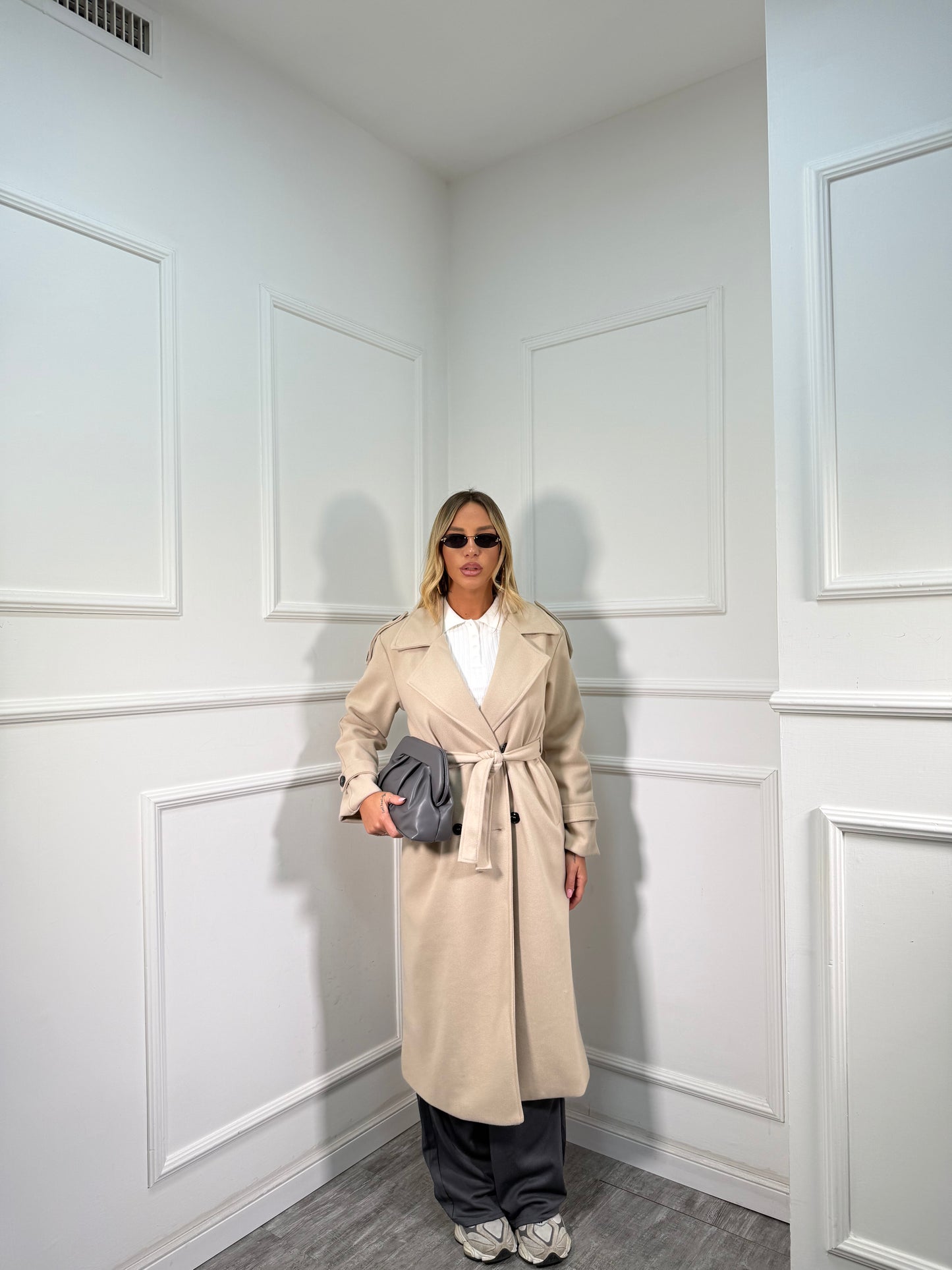 Cappotto in panno Marielle panna D385