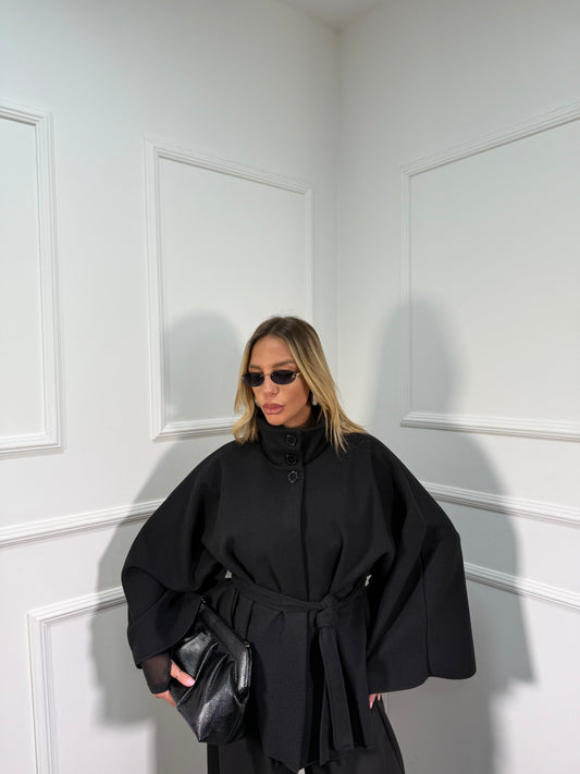 Mantella cappotto Georgette nero 25978