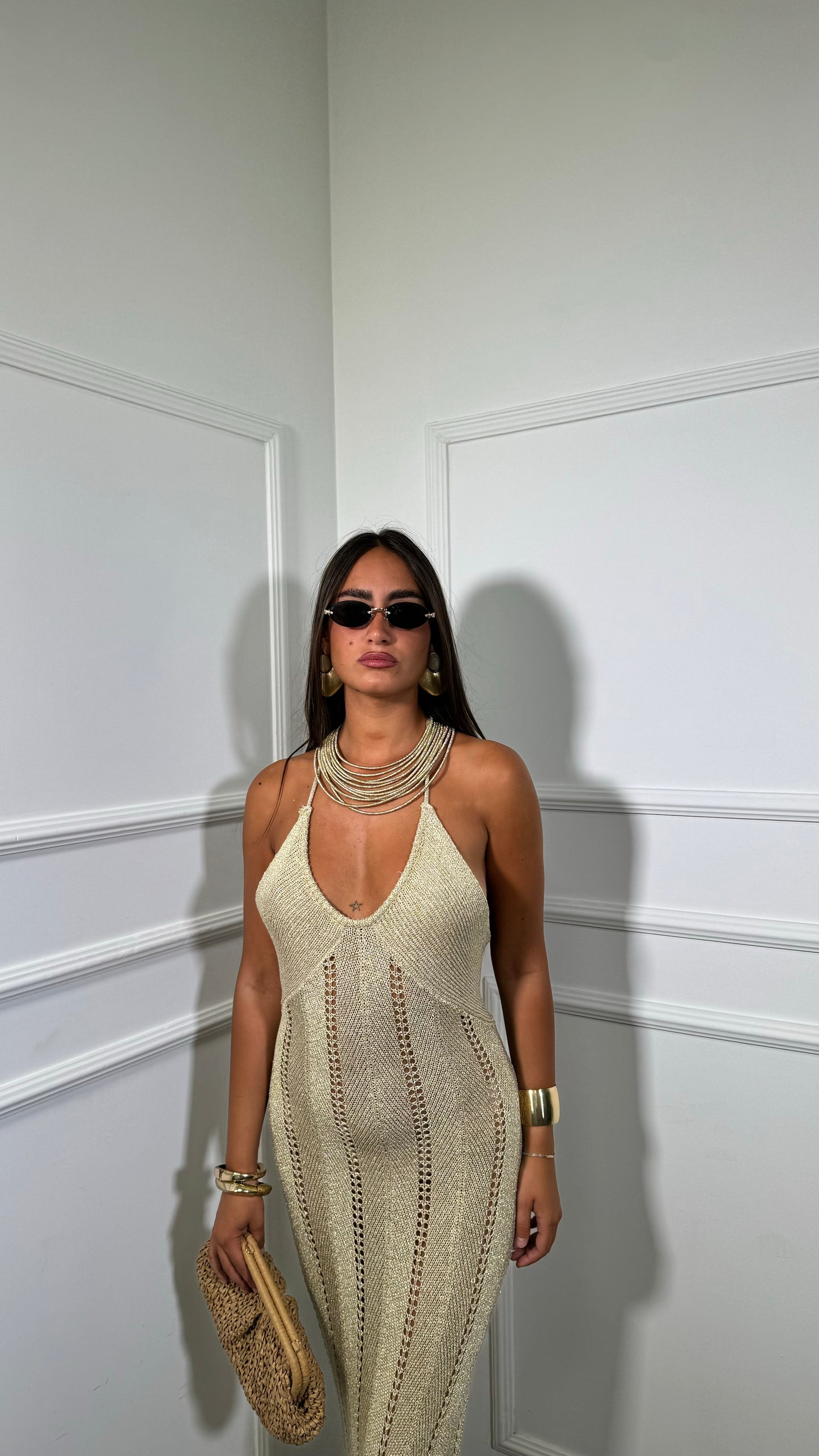 Abito midi in filo lurex Chiringhito oro