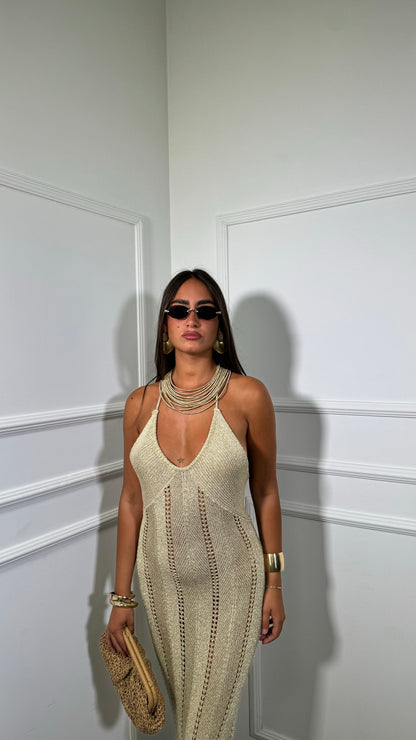 Abito midi in filo lurex Chiringhito oro