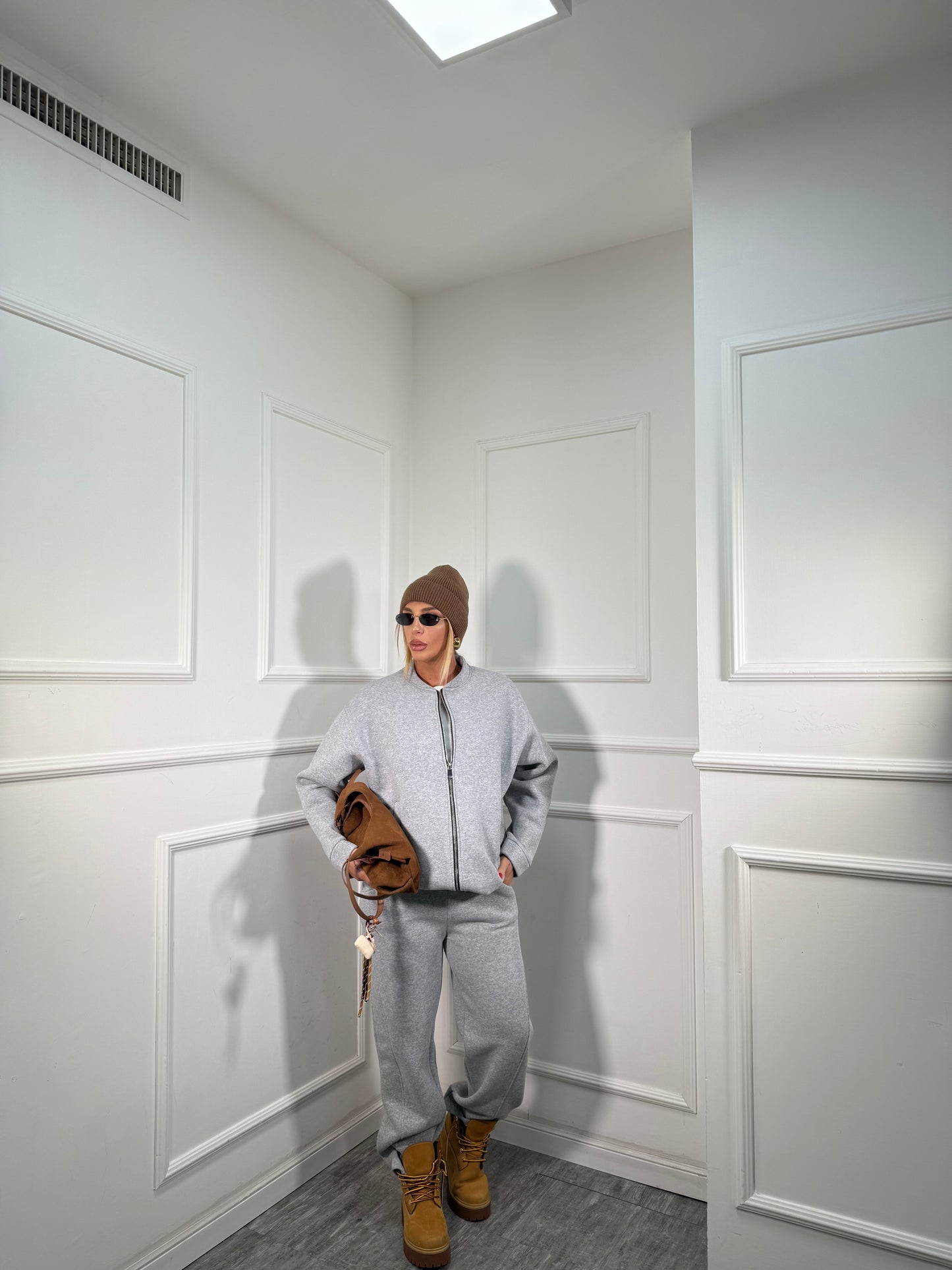 Coordinato tuta in pile Stoccolma grigio 22663