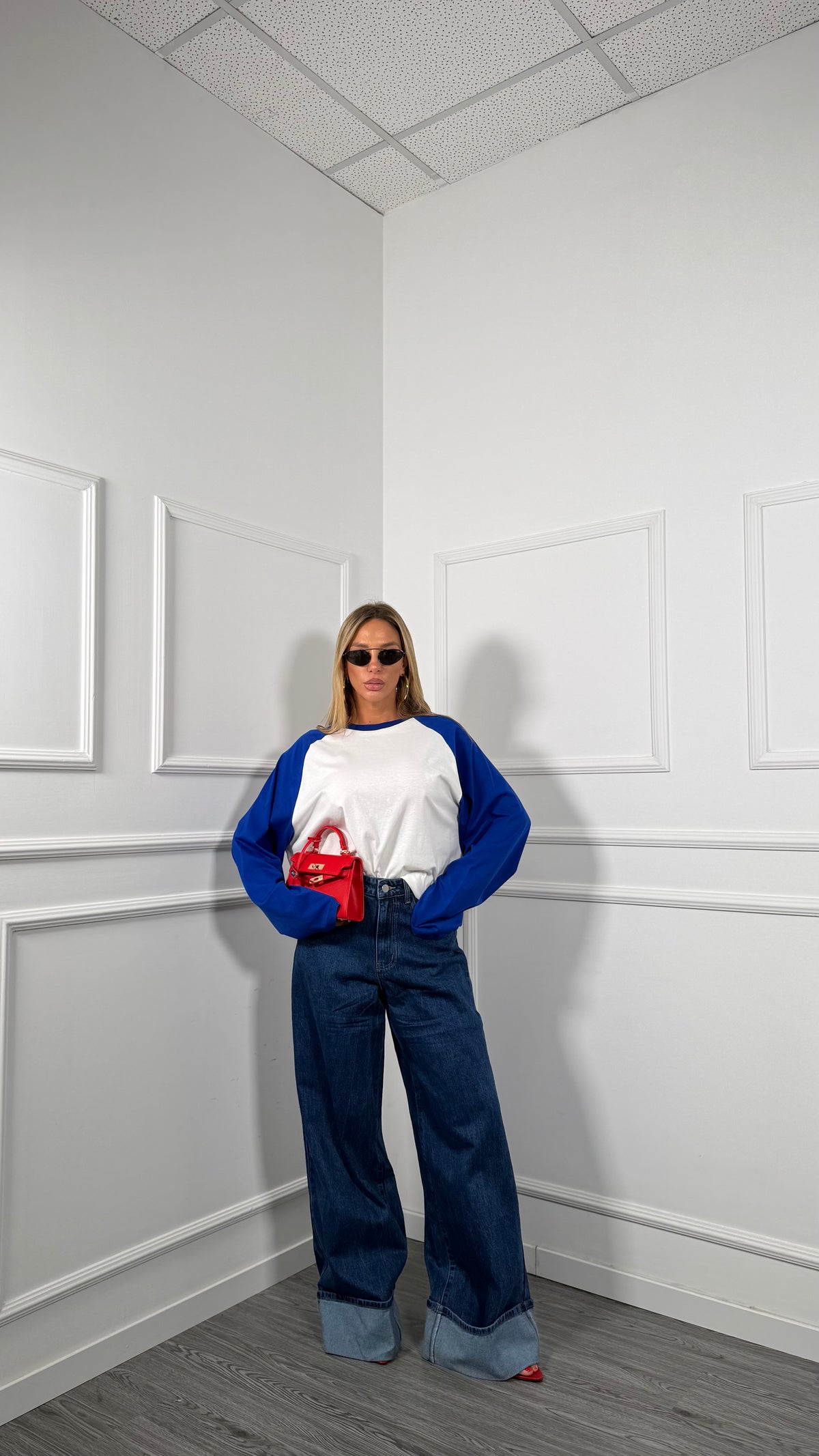 Jeans palazzo con piegone by lumina lavaggio scuro g177