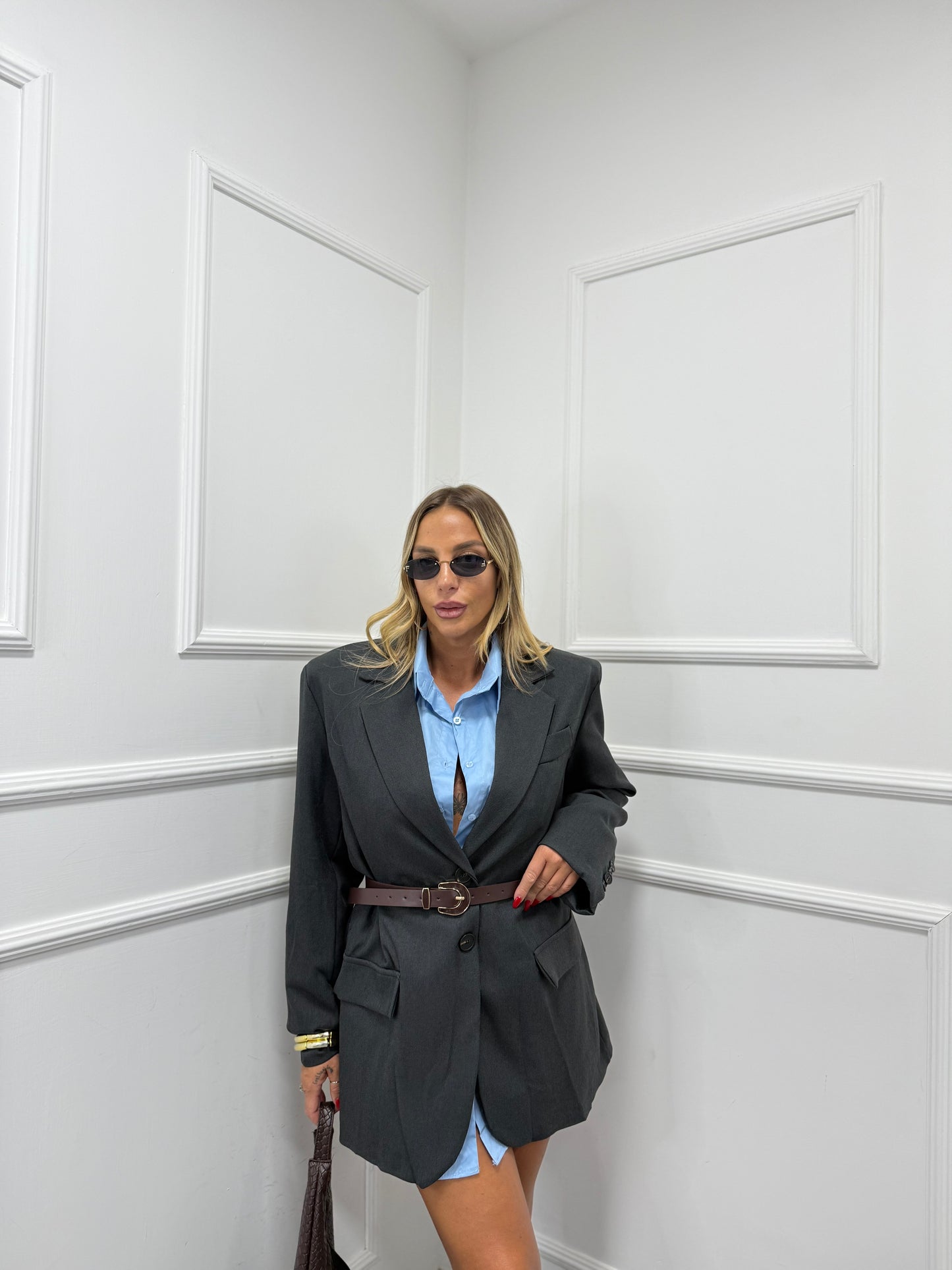 Cintura ecopelle marrone