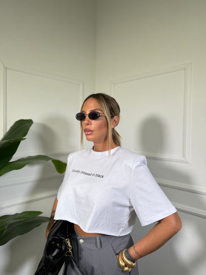 T-shirt crop con spalline by justwest Usually bianca jw1906