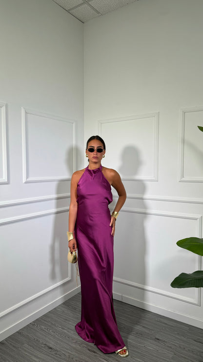 Abito lungo in satin Margiela magenta 60532