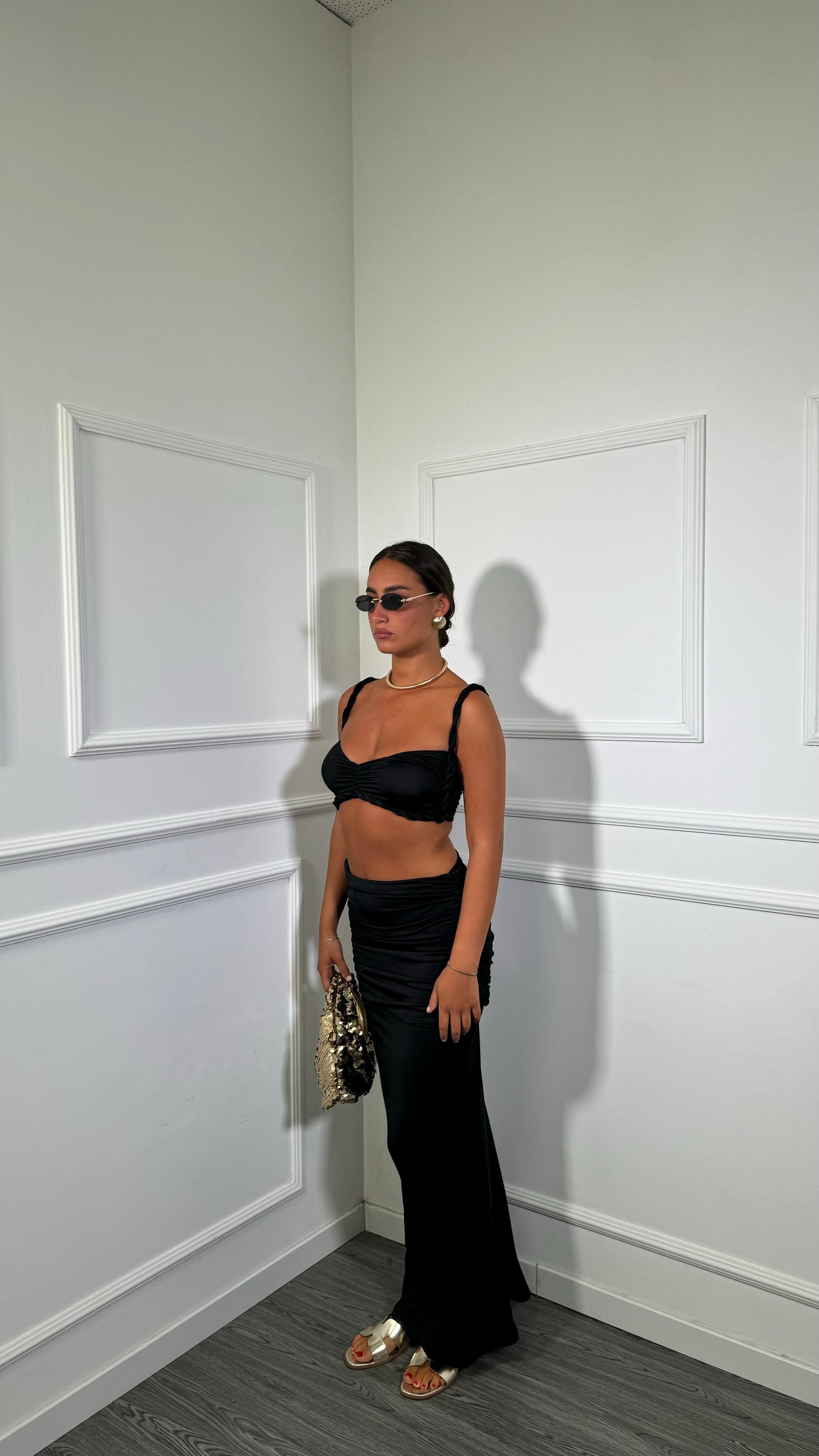Coordinato in lycra Calliope nero