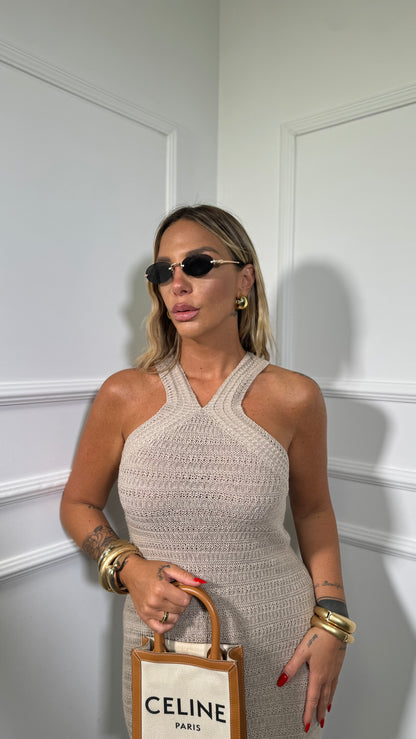 Abito midi in filo Skin taupe