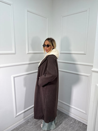 Cappotto oversize lana cotta New Yorker cioccolato 88793