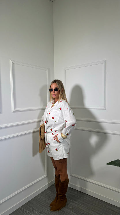 Coordinato in cotone Cherrys bianco 2616