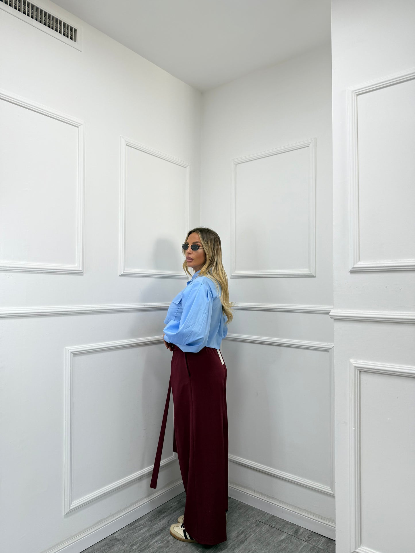 Pantaloni palazzo con fusciacca Back in Town bordeaux 66636